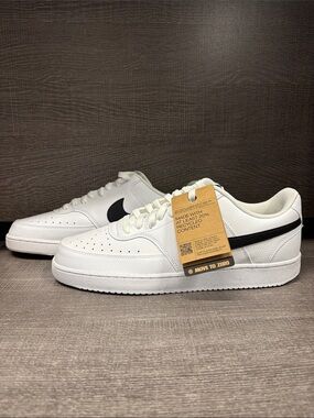 Women's Nike Court Vision Lo Next Nature Shoes (White/Black) - Size 13